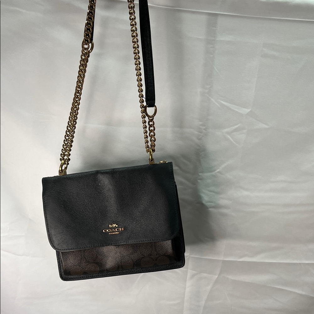 Coach Black and Brown Signature Crossbody Bag